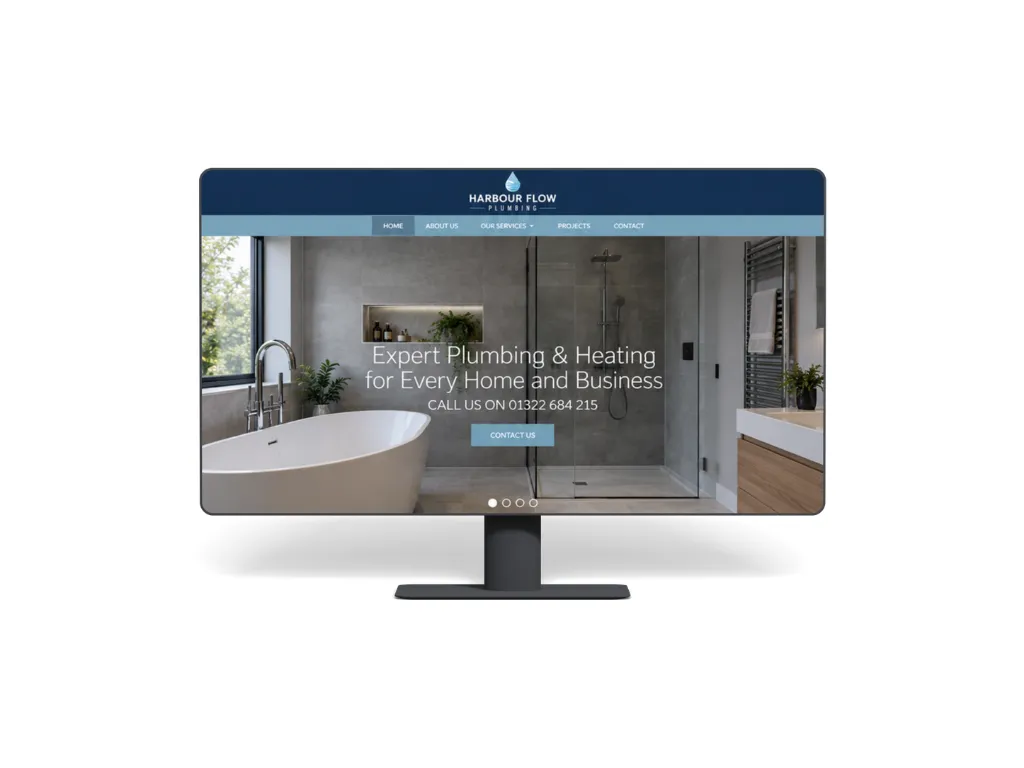 Desktop homepage of the Harbour Flow Plumbing website