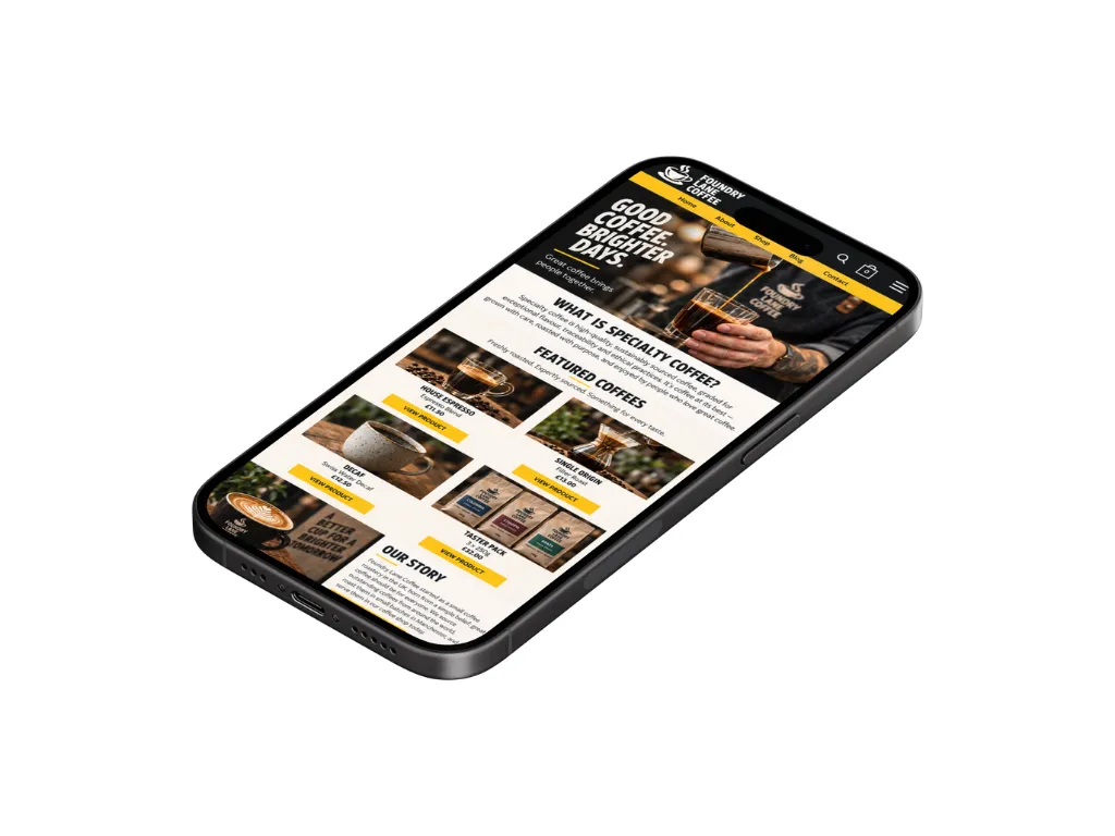 Menu page on the Foundry Lane Coffee website