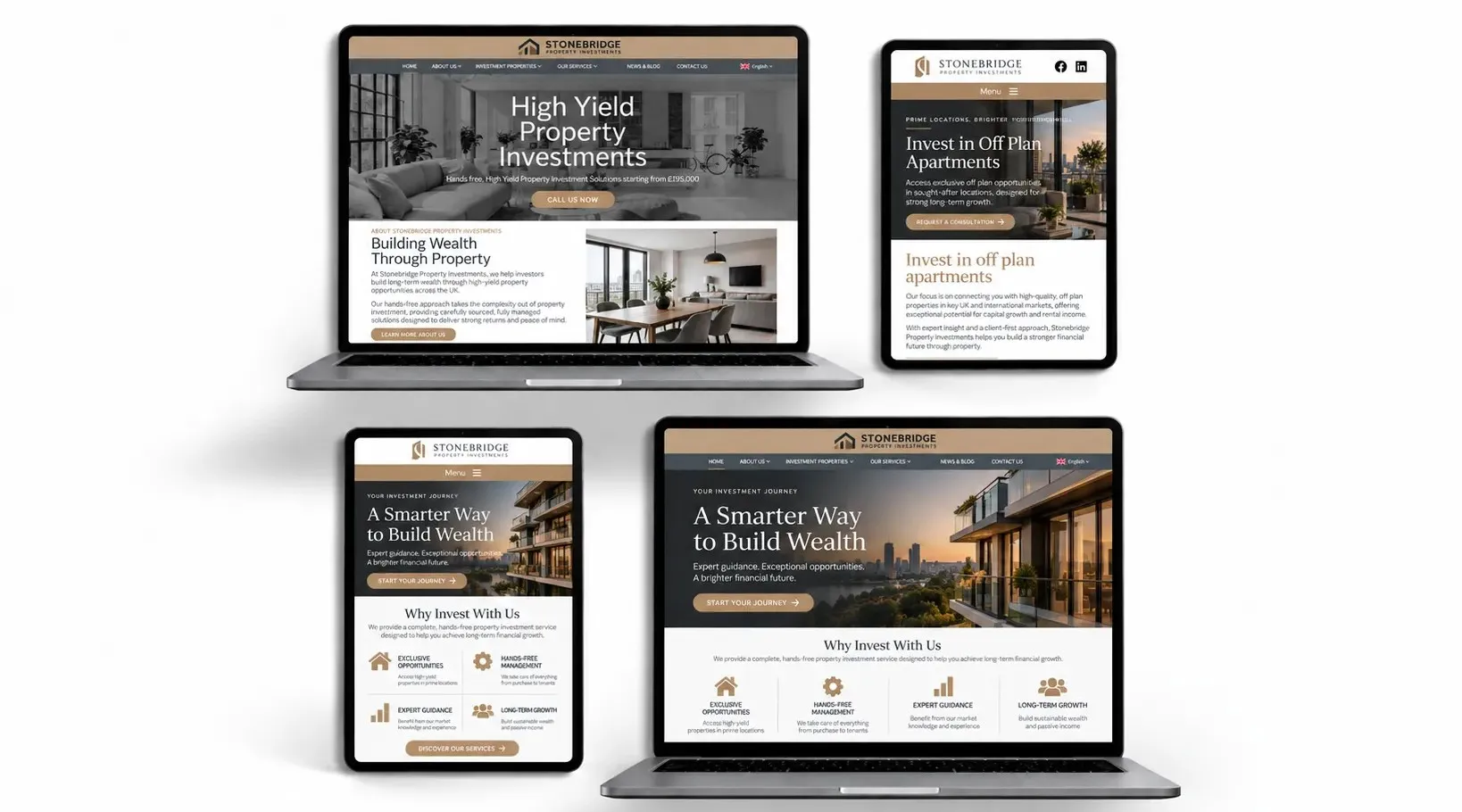 Desktop homepage of the Stonebridge Property Investments website